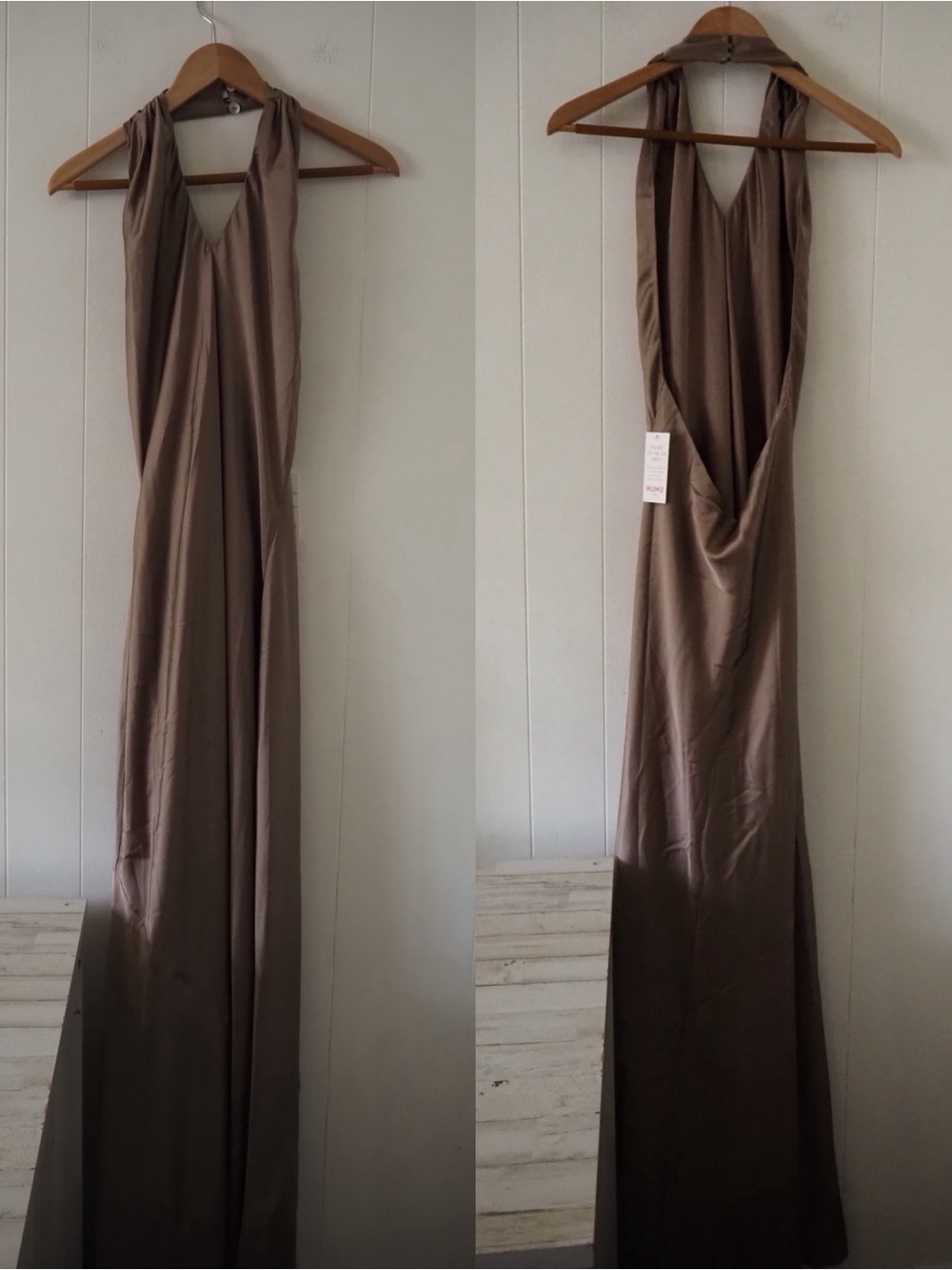 NWT* Show Me Your MuMu Jasmine Halter Maxi Dress Dune Sand Size Small - Picture 7 of 14